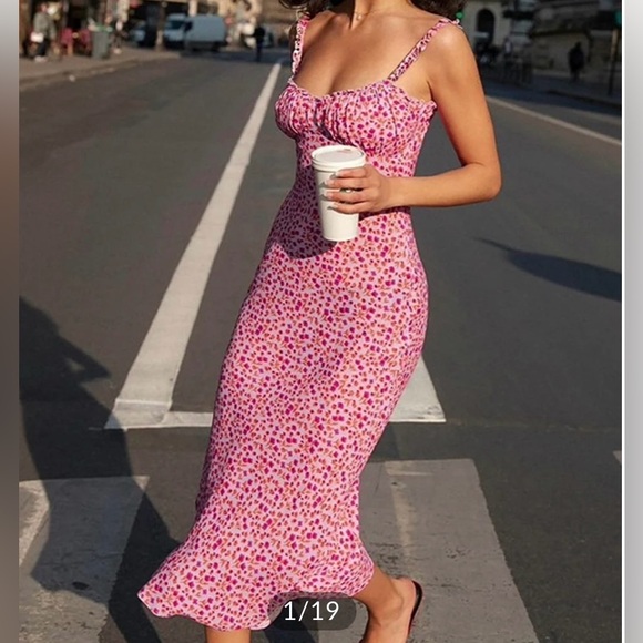 Cami Flower Bohemian Pink Midi Dress - Picture 2 of 9